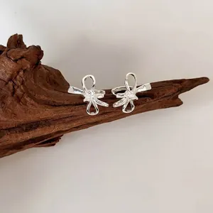 Eleganti Orecchini a Fiocco in Rame Con Zirconia a Goccia d'Acqua Orecchini a Cerchio Placcati in Argento per Donna Gioielli Regalo