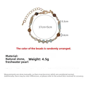 Détail du bracelet en perles d'eau douce et pierres naturelles avec les dimensions