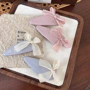 Pince à Cheveux à Pression en Cuir avec Nœud en Tissu Style Ballet Doux Accessoire de Coiffure Mignon pour Femmes Filles