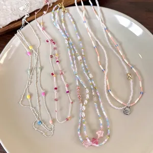 Collana Colorata in Resina con Perline per Donna Stile Dolce Fatto a Mano Stella Fiore Cuore Ciondolo Collane Gioielli Boho Quotidiani Regalo