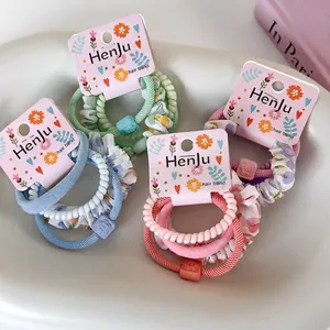 Élastiques À Cheveux Colorés Dopamine Et Chouchous En Tissu Floral Support De Queue De Cheval Élastique Accessoires Cheveux Femme Fille
