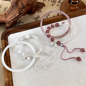 Ensemble de bracelets en pierre œil de chat et muguet au style chinois classique élégant