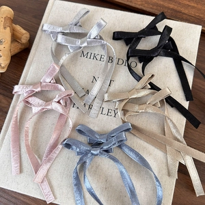 Barrettes à nœuds élégants en soie métallisée, lot de couleurs rose, noir et argenté
