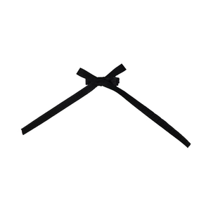 Barrette à cheveux élégante avec nœud en soie noire et longs rubans style ballet
