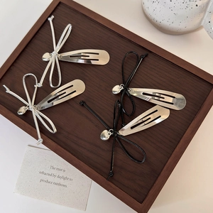 Pince à Cheveux Nœud Doux Et Cool Avec Pendentif Cœur Alliage Cordon Tissé BB Clip Pince Latérale Pour Femmes Filles Accessoires