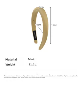 Détails des dimensions du serre-tête en tissu kaki avec 16 cm de hauteur et 2 cm d'épaisseur