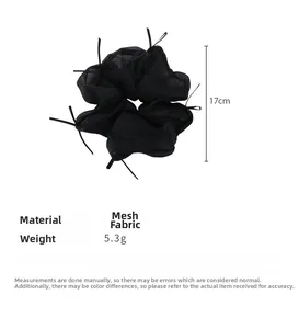 Dettaglio elastico per capelli nero da 17 cm in tessuto mesh con fiocchi a nastro