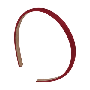 Elegant thin red fabric headband with anti-slip khaki lining for women's hair styling
