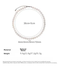 Size specifications for natural white agate beaded necklace with 4mm to 10mm stones
