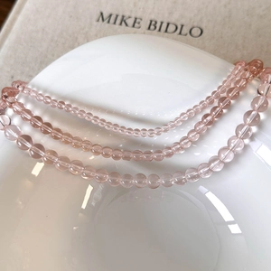 Minimalist transparent pink glass bead necklace set in three sizes for women fashion