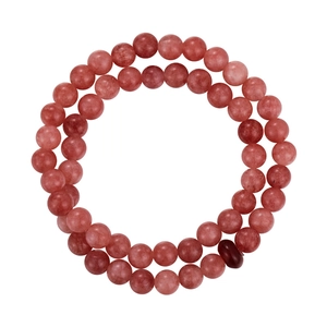 Pink strawberry crystal beaded bracelet with natural texture and elegant wrap design