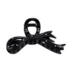 Sweet ballet style black bow hair claw with white polka dots for elegant hair styling