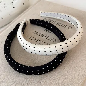 Vintage Polka Dot Satin Padded Headband For Women Elegant High Top Handmade Hair Band Retro Fashion Hair Accessories