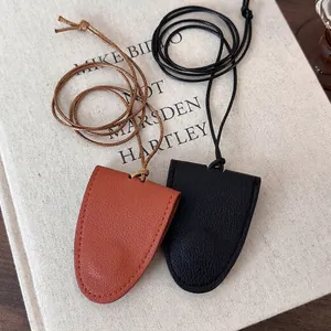 Multifunctional Artificial Leather Bell Pendant Neck Hanging Storage Bag Litchi Pattern Key Clochette Accessories For Women