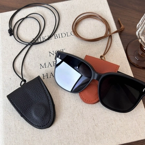 Portable faux leather clip set for hats and glasses with woven neck lanyard accessories