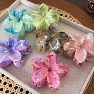 Set di pinze per capelli a fiore in sei colori sfumati con finitura marmorizzata