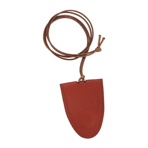 Portable dark brown pebble grain leather bell-style hat clip and bag pendant accessory