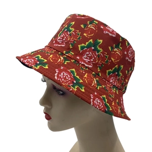 Unisex Retro Blumen Anglerhut Polyester Pfingstrosen Druck Sonnenschutz Mode Outdoor Performance Faltbarer Beckenhut