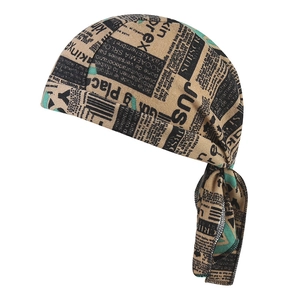 Bandana de pirate kaki élastique avec imprimé journal vintage pour sport et fitness