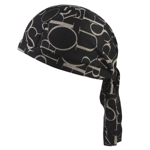 Bonnet de sport élastique en tissu noir respirant avec imprimé de lettres beiges
