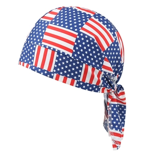 Elastic cycling pirate headwrap featuring a classic American flag star and stripe print