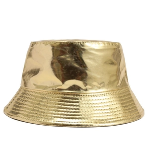 Metallic PU Leder Anglerhut Glänzend Gold Silber Regenbogen Hip Hop Punk Stil Sonnenschutz Fischerhut Für Party Erwachsene