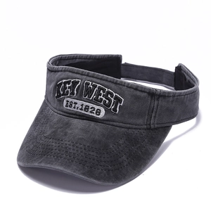 Washed grey open top sun visor with Key West embroidery for outdoor sports