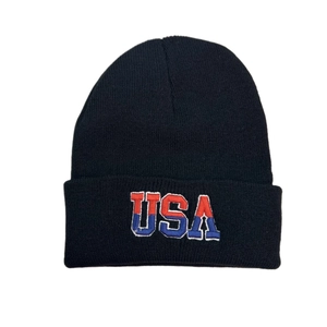 Bonnet en Tricot Acrylique Chaud d'Hiver pour Hommes Femmes Broderie Lettres USA Skull Cap Mode Décontractée Extérieur