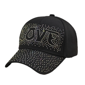 Casquette de Baseball Fashion Strass LOVE Femmes Hommes Cristal Scintillant Bord Incurvé Chapeau de Soleil Hip Hop Streetwear