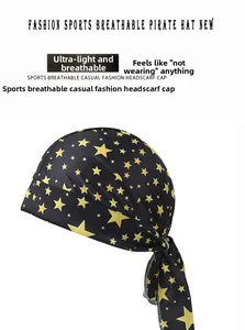 Detail of breathable lightweight star pattern pirate bandana for outdoor sports and cycling
