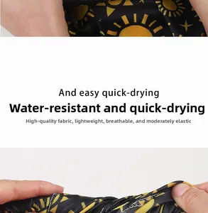 Detail of high-elasticity sun and star pattern fabric showing breathability and quick-dry texture