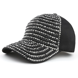Casquette de Baseball Femme avec Strass et Künstliche Perles Chapeau de Soleil Scintillant Ajustable Streetwear Bling pour Femme