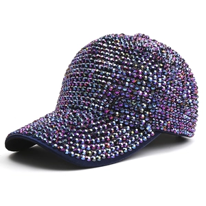 Sparkling rhinestone studded baseball cap with colorful crystal embellishments for street dance