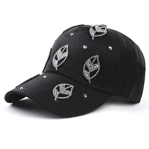 Fashion Rhinestone Leaf Satin Baseball Cap For Women Men Sun Protection Personalized Adjustable Outdoor Sunshade Trucker Hat