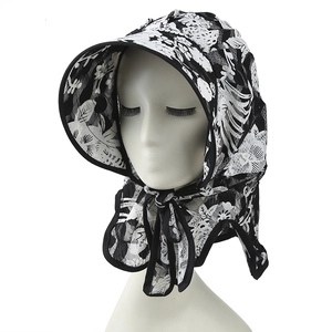 Women's Lace Floral Sun Hat Large Brim Neck Protection Breathable UV Shielding Polyester Summer Outdoor Foldable Beach Hat