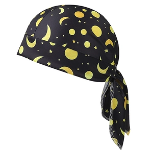 Black star and moon patterned cycling headscarf with adjustable straps for outdoor sports