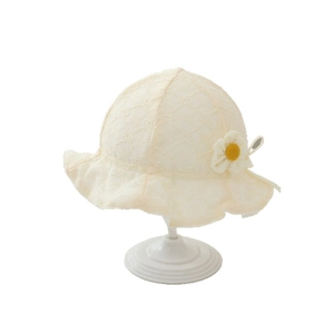 Baby lace sun hat with floral detail and chin straps for toddler girls summer
