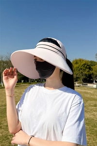 Outdoor UV-Schutz Sonnenhut mit breiter Krempe und atmungsaktiver Gesichtsmaske für Damen