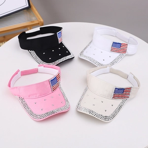 Visières de baseball avec strass et motif drapeau américain pour protection solaire plein air