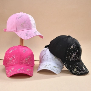 Women's fashion baseball caps with LOVE rhinestone letters in four stylish colors