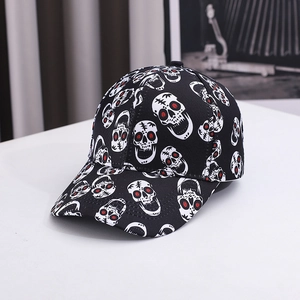 Skull Pattern Cotton Baseball Cap Sun Protection Outdoor Punk Style Hip Hop Adjustable Hat For Men Women Casual Snapback