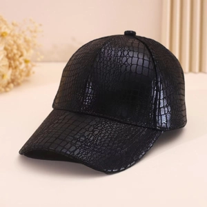 Fashionable Crocodile Pattern Artificial Leather Baseball Cap For Men Women Metallic Lustre Adjustable Outdoor Sunshade Hat