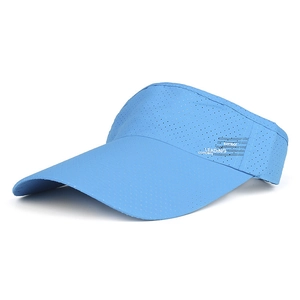 Light blue breathable open top sun visor hat with extended brim for sports and UV protection