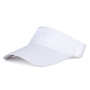 Detailed close-up of white breathable mesh fabric on a lightweight sports visor hat