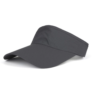 Dark grey breathable sun visor hat with long brim for sports and outdoor tennis