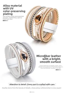 Details des mehrlagigen Armbands mit Leopardenmuster, UV-beschichtet und Magnetverschluss
