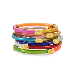 Bracelet Bohème en Silicone et Alliage de Zinc pour Femmes Bracelet Jonc Géométrique Multicolore Cadeau Bijoux de Mode Rétro