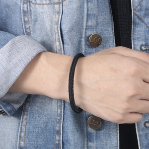 Minimalist Men Braided Bracelet With Black Stainless Steel Magnetic Clasp Microfiber Leather Steel Wire Wristband Casual Jewelry