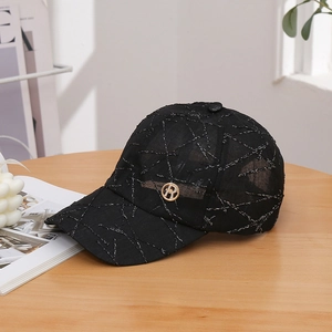 Women's Fashion Mesh Baseball Cap R Letter Rhinestone Breathable Adjustable Sun Hat Embroidered Polyester Outdoor Duckbill Cap