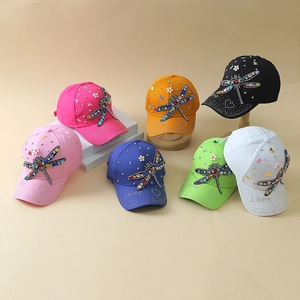 Casquettes de baseball tendance avec libellule en strass et logo Likee multicolores